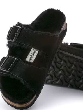 Birkenstock Sandals Shearling Black Arizona
